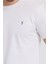 Beyaz Slim Fit Bisiklet Yaka %100 Pamuk Kısa Kollu Tişört - Beyaz 5