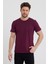 Erkek Bordo Slim Fit Bisiklet Yaka %100 Pamuk Kısa Kollu Tişört - Bordo 1