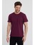 Erkek Bordo Slim Fit Bisiklet Yaka %100 Pamuk Kısa Kollu Tişört - Bordo 3