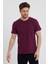 Erkek Bordo Slim Fit Bisiklet Yaka %100 Pamuk Kısa Kollu Tişört - Bordo 4
