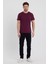 Erkek Bordo Slim Fit Bisiklet Yaka %100 Pamuk Kısa Kollu Tişört - Bordo 5