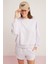 Ethiquet Sahra Kadın İçi Polarlı Yumuşacık Oversize Yuvarlak Yaka Lila Sweatshirt 1