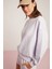 Ethiquet Sahra Kadın İçi Polarlı Yumuşacık Oversize Yuvarlak Yaka Lila Sweatshirt 2