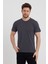 Erkek Füme Slim Fit Bisiklet Yaka Kısa Kollu Pamuklu Tişört - Füme 2