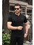 Erkek %100 Pamuklu Kumaş Slim Fit Kesim Siyah Polo Yaka T-Shirt - Siyah 1