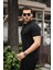 Erkek %100 Pamuklu Kumaş Slim Fit Kesim Siyah Polo Yaka T-Shirt - Siyah 2