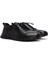 Erkek Siyah Bağcıklı Deri Casual Sneaker 24WFD692718 3