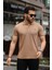 Erkek Pamuklu Kumaş Slim Fit Kesim Karamel Polo Yaka T-Shirt - Karamel 1