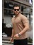 Erkek Pamuklu Kumaş Slim Fit Kesim Karamel Polo Yaka T-Shirt - Karamel 2
