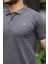 Erkek Pamuklu Kumaş Slim Fit Kesim Füme Polo Yaka T-Shirt - Füme 3