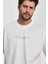 Reprimande Erkek Oversize Fit Kalın Kumaşlı Bisiklet Yaka T-Shirt - Ekru 5