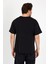 Siyah Baskılı Bisiklet Yaka Oversize T-Shirt - Siyah 4
