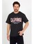 Füme Baskılı Bisiklet Yaka Oversize T-Shirt - Füme 1