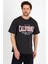 Füme Baskılı Bisiklet Yaka Oversize T-Shirt - Füme 3
