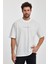 Reprimande Erkek Oversize Fit Kalın Kumaşlı Bisiklet Yaka T-Shirt - Ekru 2