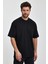 Erkek Oversize Fit Kalın Kumaş Dokulu Bisiklet Yaka T-Shirt - Siyah 2