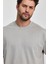 Erkek Oversize Fit Kalın Kumaş Dokulu Bisiklet Yaka T-Shirt - Grı 2