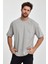 Erkek Oversize Fit Kalın Kumaş Dokulu Bisiklet Yaka T-Shirt - Grı 3