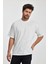 Erkek Oversize Fit Kalın Kumaş Dokulu Bisiklet Yaka T-Shirt - Ekru 5