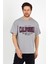Gri Baskılı Bisiklet Yaka Oversize T-Shirt - Gri 1