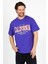 Mor Baskılı Bisiklet Yaka Oversize T-Shirt - Mor 3