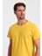 Erkek Slim Fit Pamuk Bisiklet Yaka Basic Tişört Sarı 1