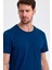 Erkek Slim Fit Pamuk Bisiklet Yaka Basic Tişört Indigo 1