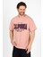 Pudra Baskılı Bisiklet Yaka Oversize T-Shirt - Pudra 3
