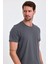 Erkek Slim Fit Pamuk Bisiklet Yaka Basic Tişört Füme 1