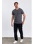 Erkek Slim Fit Pamuk Bisiklet Yaka Basic Tişört Füme 4
