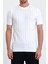 Erkek Beyaz Bisiklet Yaka Slim Fit Çizgili Esnek Nefes Alan Triko T-Shirt 1