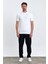 Erkek Beyaz Bisiklet Yaka Slim Fit Çizgili Esnek Nefes Alan Triko T-Shirt 2