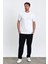 Erkek Beyaz Bisiklet Yaka Slim Fit Çizgili Esnek Nefes Alan Triko T-Shirt 3