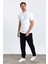 Erkek Beyaz Bisiklet Yaka Slim Fit Çizgili Esnek Nefes Alan Triko T-Shirt 4
