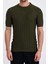 Erkek Haki Bisiklet Yaka Slim Fit Çizgili Esnek Nefes Alan Triko T-Shirt 1