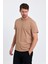 Erkek Slim Fit Pamuk Bisiklet Yaka Basic Tişört Karamel 1