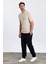 Erkek Bej Bisiklet Yaka Slim Fit Çizgili Esnek Nefes Alan Triko T-Shirt 4