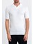 Erkek Beyaz Slim Fit Çizgili Esnek Nefes Alan Polo Yaka Triko T-Shirt 1