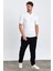 Erkek Beyaz Slim Fit Çizgili Esnek Nefes Alan Polo Yaka Triko T-Shirt 4