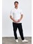 Erkek Beyaz Slim Fit Çizgili Esnek Nefes Alan Polo Yaka Triko T-Shirt 5