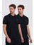 Erkek Pamuklu Kumaş Slim Fit Kesim 2-Li Polo Yaka T-Shirt - Siyah Siyah 1