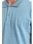 Erkek Pamuklu Kumaş Slim Fit Kesim 2-Li Polo Yaka T-Shirt - Beyaz Mavi 5