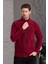 Bordo Renk Fermuarlı 3 Cepli Polar - Bordo 4