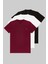 Erkek Siyah Beyaz Bordo %100 Pamuk 3 Lü T-Shirt Paketi 1