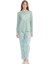 17108 Kadın Mint Uzun Kollu Yuvarlak Yaka Pijama Takım 1