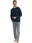 18836 Erkek Lacivert Uzun Kollu Patlı Penye Süprem Pijama Takım 1