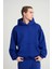 Unisex Saks Mavi Oversize Kapüşonlu Içi Polarlı 3 Iplik Basic Pamuklu Sweatshirt Hoodie 1