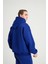 Unisex Saks Mavi Oversize Kapüşonlu Içi Polarlı 3 Iplik Basic Pamuklu Sweatshirt Hoodie 3