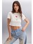 Irma 100% Pamuk Kadın Crop Vanilya T-Shirt 1