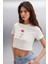 Irma 100% Pamuk Kadın Crop Vanilya T-Shirt 4